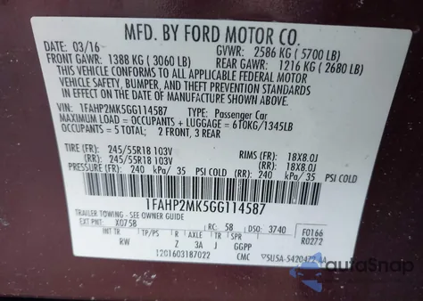 2016 Ford Police Interceptor z USA, uszkodzony, nr VIN 1FAHP2MK5GG114587